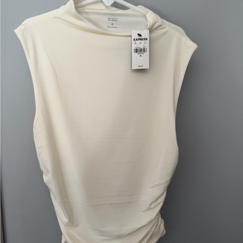 Express Women’s white Sleeveless Twist-Drape Tank